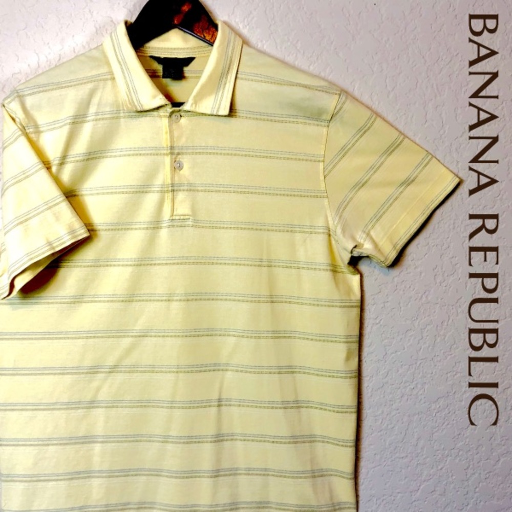 Banana Republic Striped Polo Yellow